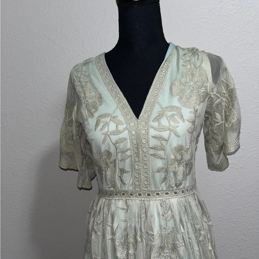 Altar'd State Light Sage Lace V‑Neck Maxi Dress - Picture 3 of 8